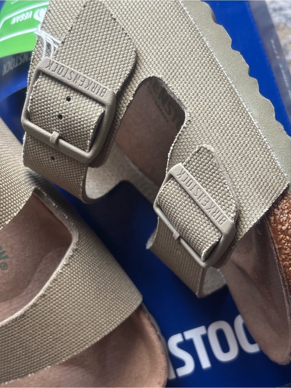 Birkenstock 💅🌴 Faded Khaki Arizona Textile Canvas Vegan Sandals 8 8.5 39 NEW - Picture 3 of 12